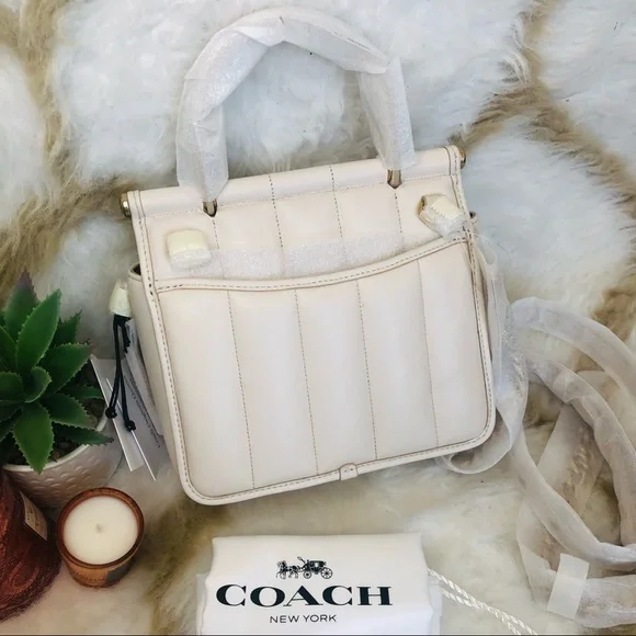Authentic Brand New Coach Willis Top Handle 18 C3844 Quilting in Chalk Color - Picture 5 of 11